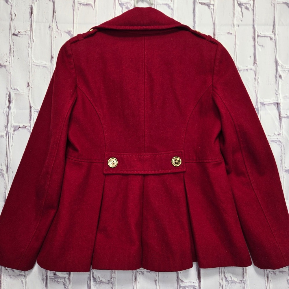Michael Kors Womens Red Wool Blend Double Breasted Pea Coat Jacket Size 10 - Picture 6 of 12